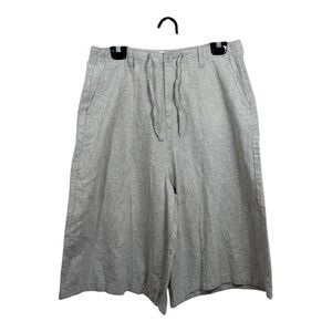 Khakis Giordano Capris Womens Size 28 Gray Linen Blend Wide Leg Preppy Coastal
